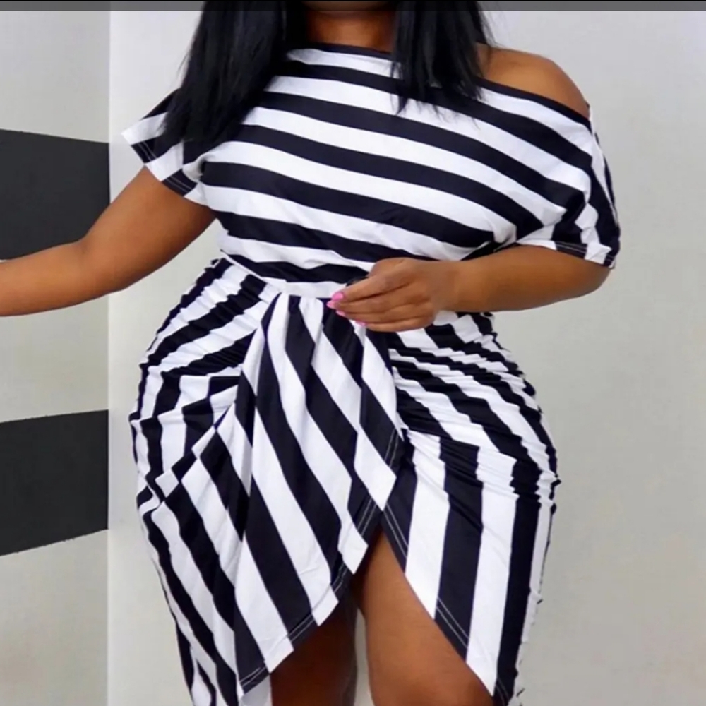 Sexy Boat Neck Drop Shoulder Tulip Dress
